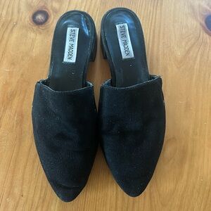 Steve Madden black suede mules